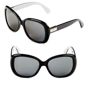 Kate Spade NWT Judyann 56MM Polarized Square Sunglasses Black/Gold